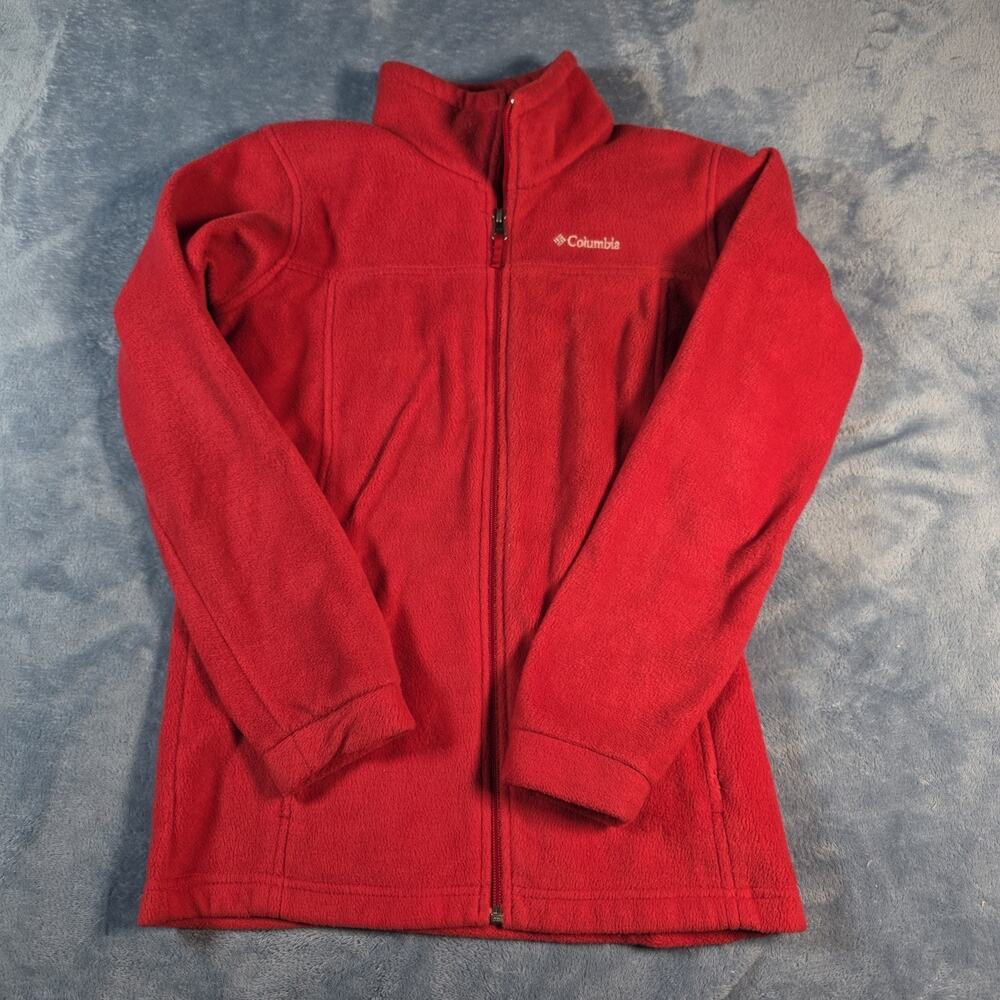Columbia Girls XL 18/20 Red Full Zip Fleece Jacket Pockets Outdoor